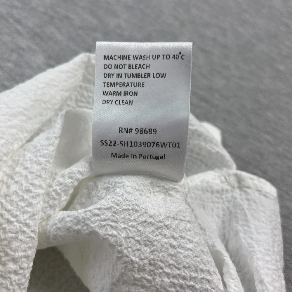 Todd Snyder Portuguese Seersucker Camp Shirt Men L White Loop Collar Long Sleeve - Picture 8 of 15